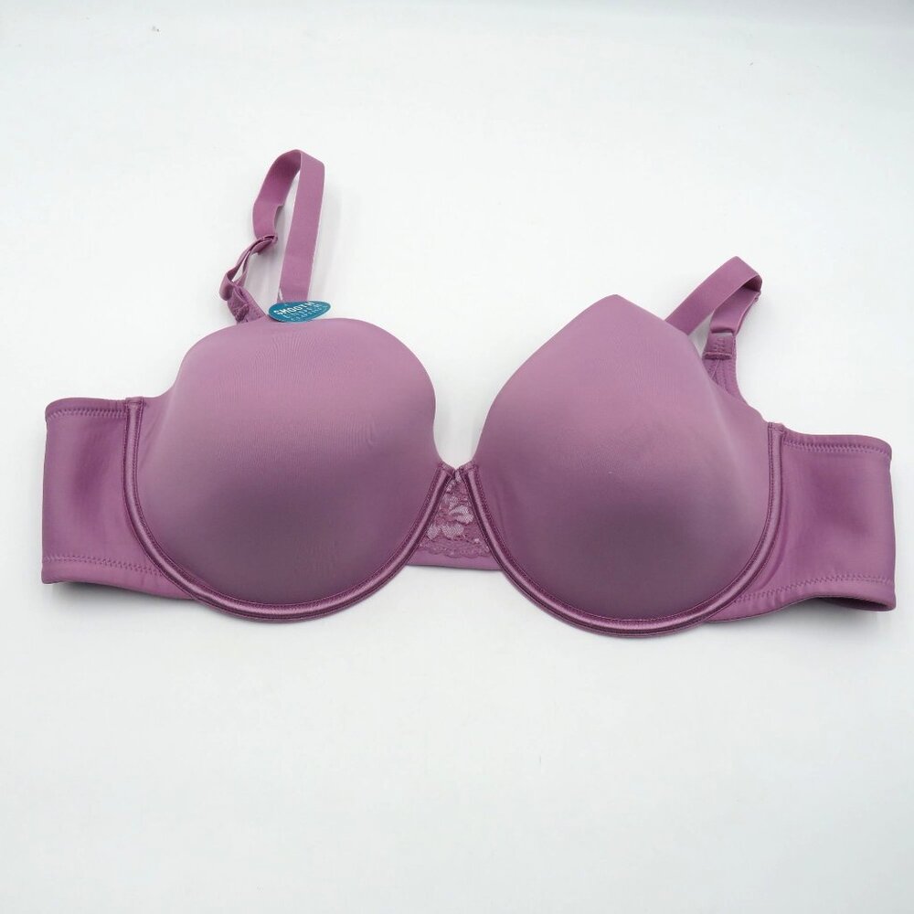 Vanity Fair 44D Purple Full Coverage T‎ Shirt Bra Lace Detail Adjustable Straps